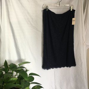 Coldwater Creek navy blue lace pencil skirt, NWT